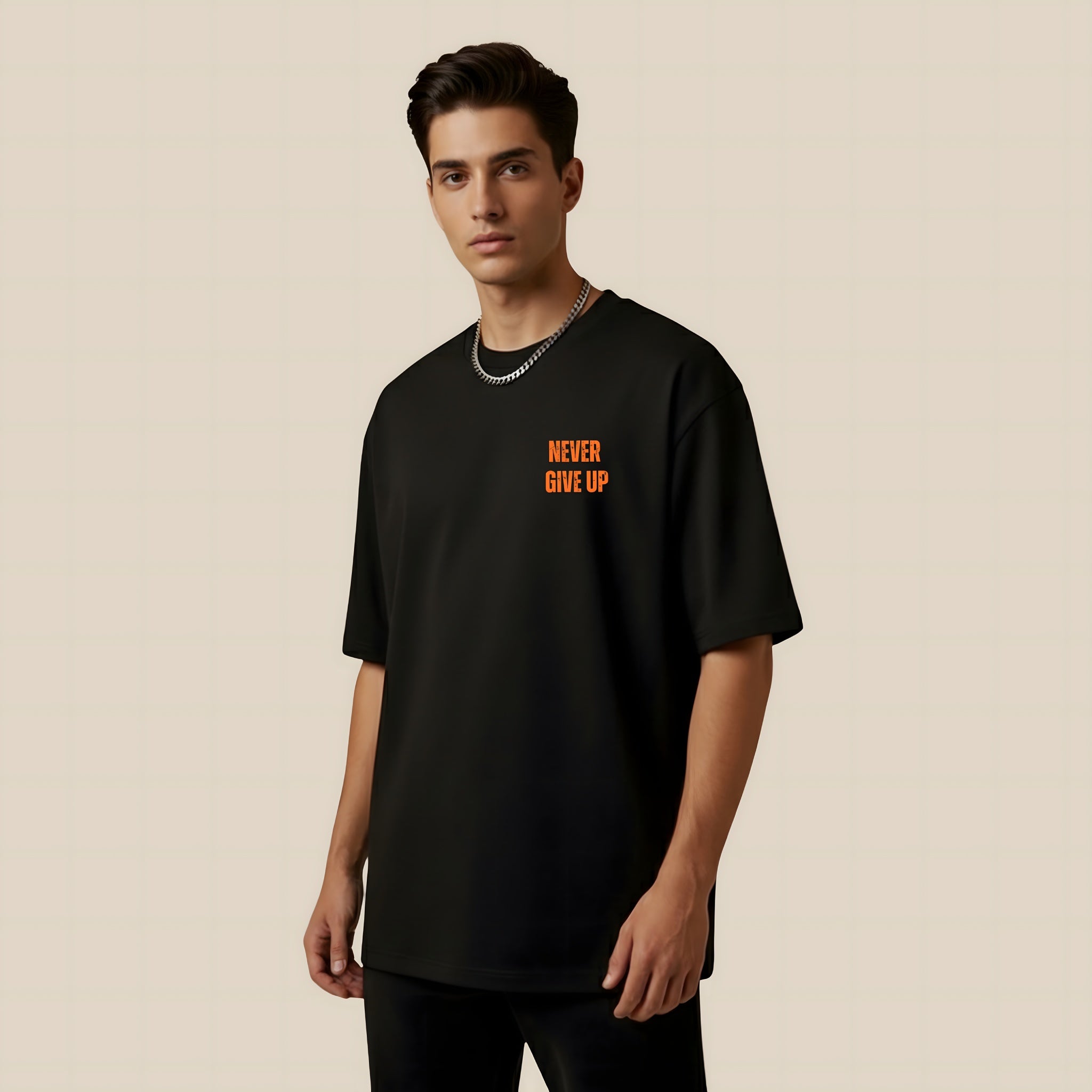Never Give Up Unisex Oversized Tee | Premium Cotton Streetwear